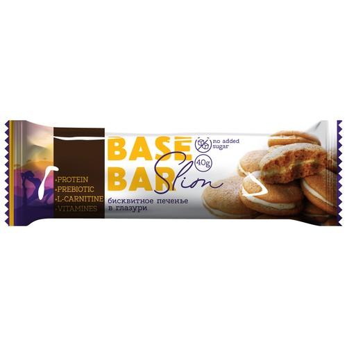 Батончик глазированный `BASE BAR` SLIM бисквит 40 г