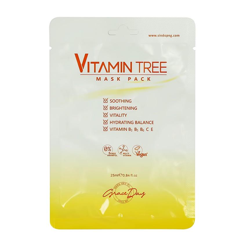 Маска для лица `GRACE DAY` VITAMIN TREE выравнивающая тон кожи 25 мл